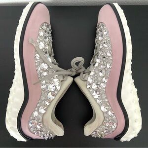 Miu Miu Metallic Astro Swarovski Crystal Satin Running Shoes Sneakers